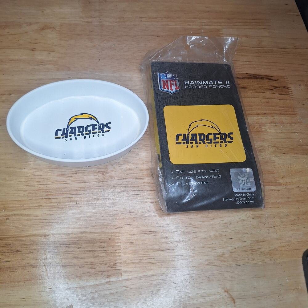 NFL San Diego Chargers Rain Poncho and Soap Dish Combo Retro Los Angeles New